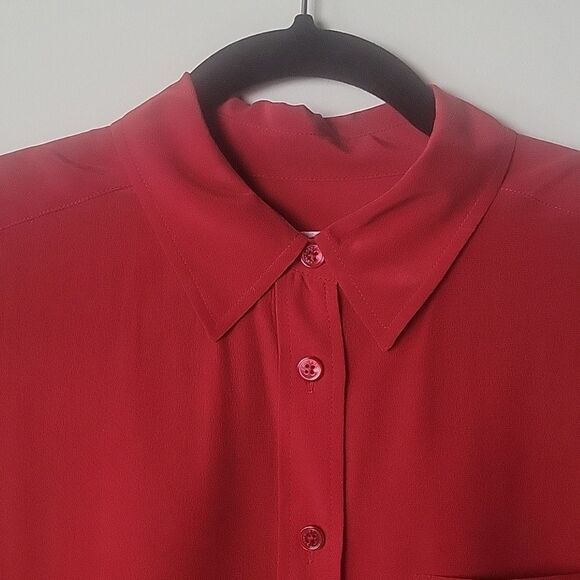 NWT Equipment S Burgundy Silk Button Modest Long Sleeve Office Shirt Top Blouse - Picture 5 of 14